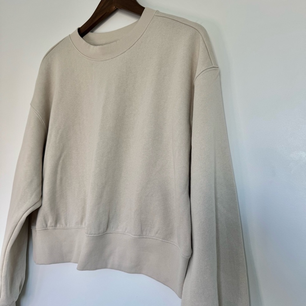 NWT Small Cream Bone Old Navy SoComfy Drop-Shoulder Crewneck Sweatshirt Comfy - Picture 9 of 13